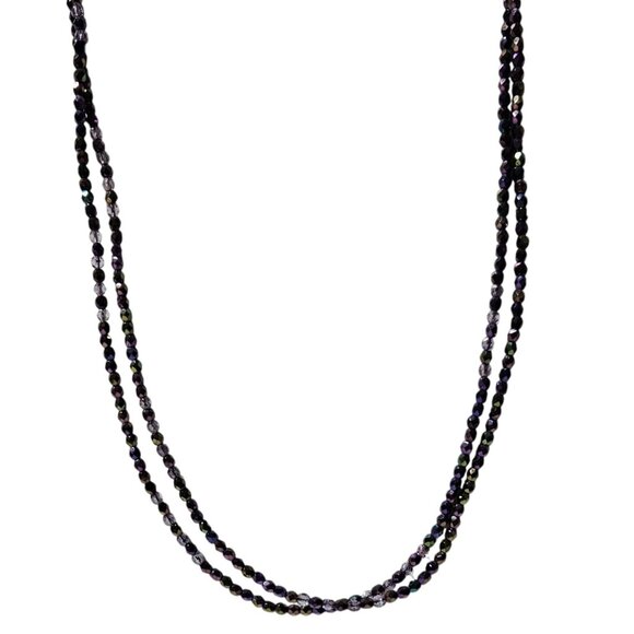 Vintage Mirian Haskell Beaded Necklace Long Faceted Purple Green Beads Jewelry
